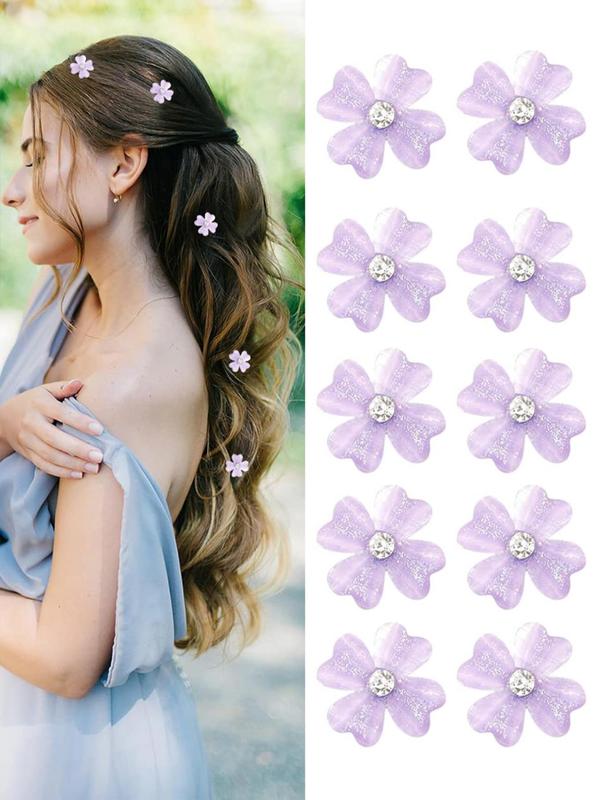 10pcs Women's Cute Mini Flower Shaped Hair Clips for Gift, 2024 New Trendy Elegant Hair Clips for Hair Braids, Fashionable Hair Accessories for Daily Decoration