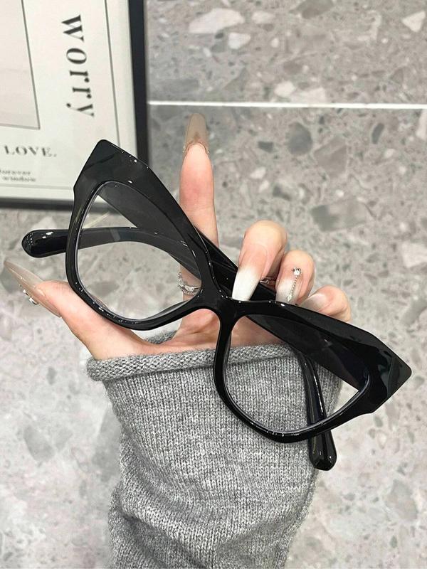 Women's Cat Eye Frame Eyeglasses, Trendy Casual Tortoiseshell & Solid Color Eyeglasses for Everyday Use, Fashion Accessories for Outdoor Activities