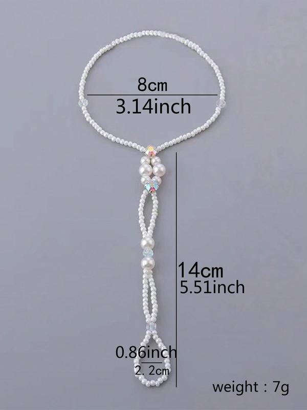 Boho Style Faux Pearls Decor Toe Ring Anklet, Summer Beach Barefoot Sandals Anklet, Foot Jewelry For Women And Teen Girls