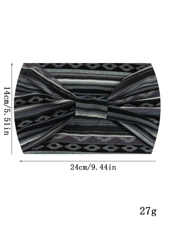 Boho Style Geometric & Striped Print Hair Band, 4pcs set Elastic Hair Band, Sport Hair Band for Yoga Gym Workout