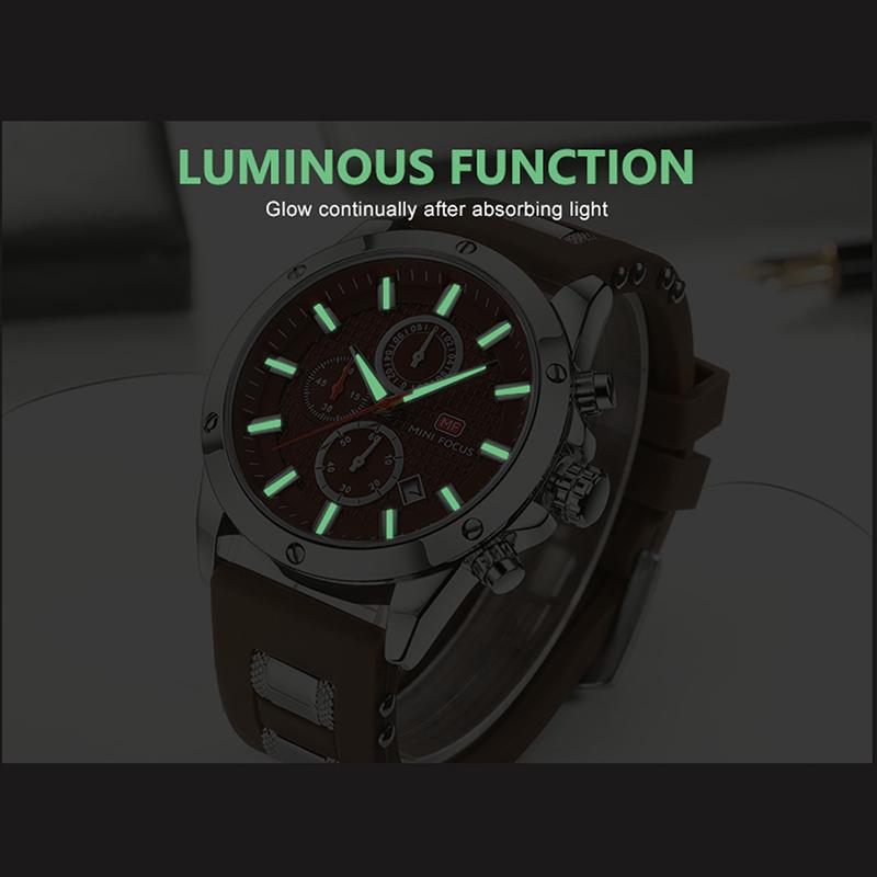 MF MINI FOCUS Mens Watches Multifunction Chronograph Date Quartz Watch for Men Black  Band Analog Wrist Watch Gift Fashion Accessories