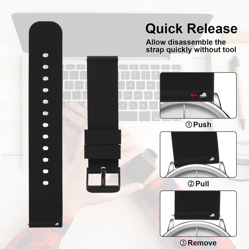 Watch Bands, Quick Release  Soft Rubber Replacement Straps with  Plated Stainless Steel Buckle  Watch Straps  Watchbands Wrist Straps for Men Women