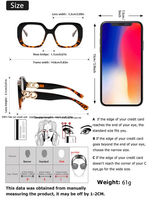 Unisex Vintage Square Frame Eyeglasses, Trendy Casual Eyeglasses for Everyday Use, Fashion Accessories for Outdoor Activities