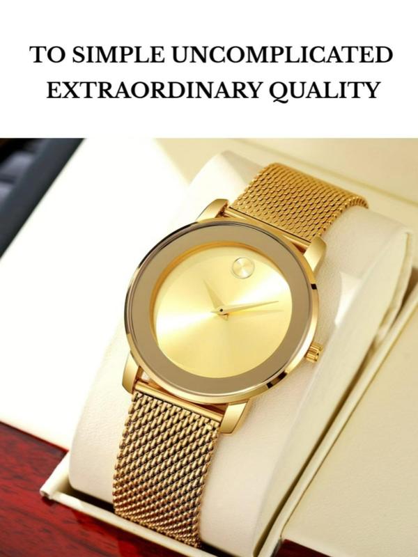 Men's Minimalist Round Dial Analog Quartz Watch, Fashion Watch for Party, Daily Clothing Decor, Trendy All-match & Exquisite Watch for Birthday Gift with Box