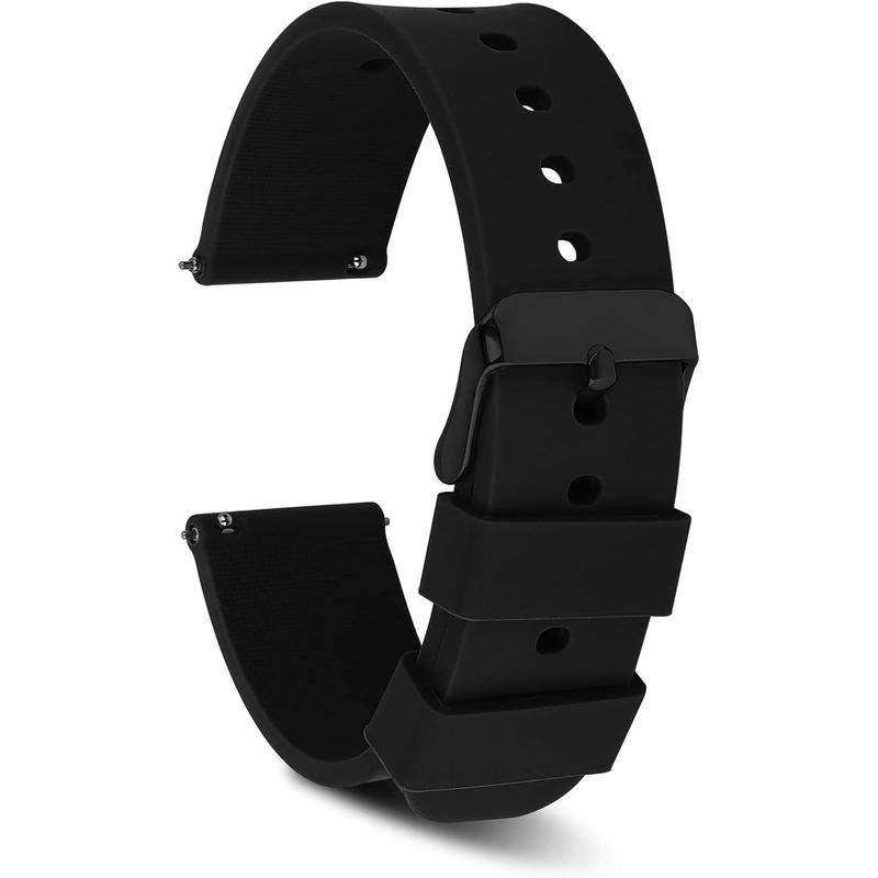 Watch Bands, Quick Release  Soft Rubber Replacement Straps with  Plated Stainless Steel Buckle  Watch Straps  Watchbands Wrist Straps for Men Women