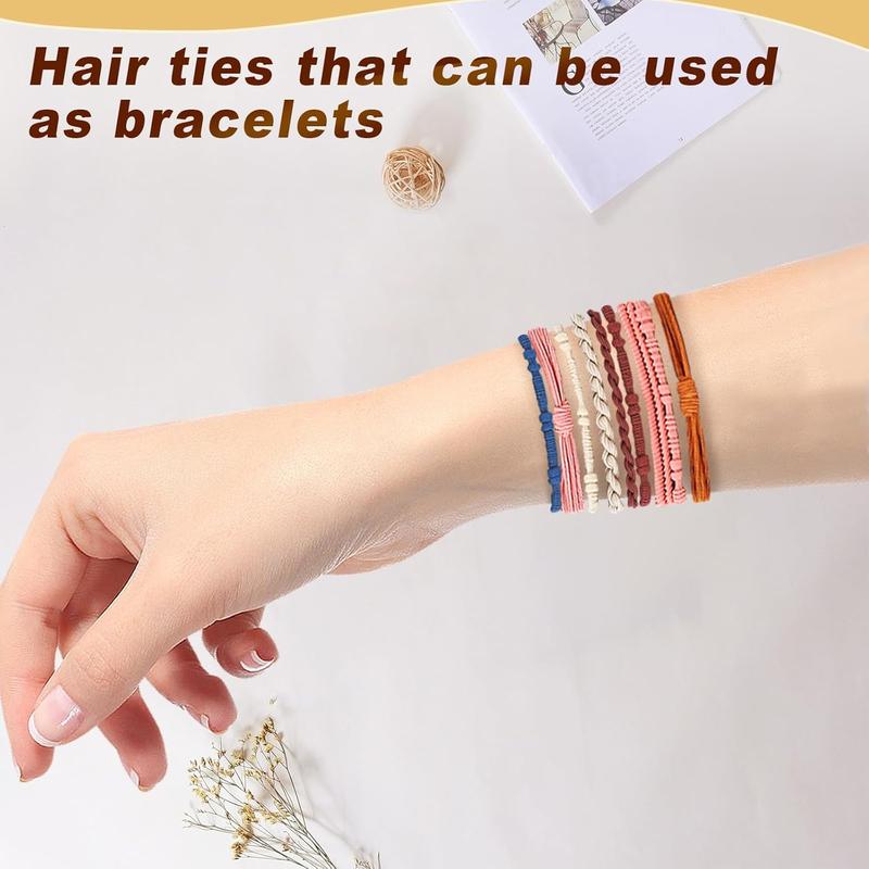 48 count Boho Hair Ties, Elastic Hair Tie Bracelets for Women, Cute Hair Ties No , Ponytail Holders for Girls with Thick and Thin Hair - Multicolor