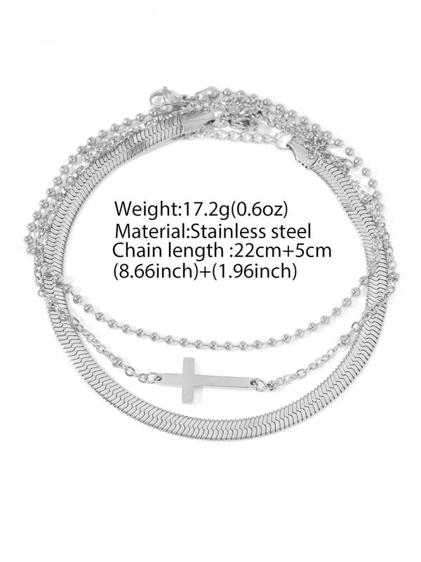 Women's Fashionable Cross Design Chain Anklets, Casual Trendy Anklets, Fashionable Minimalist Body Jewelry for Women & Girls for Party & Daily Decor