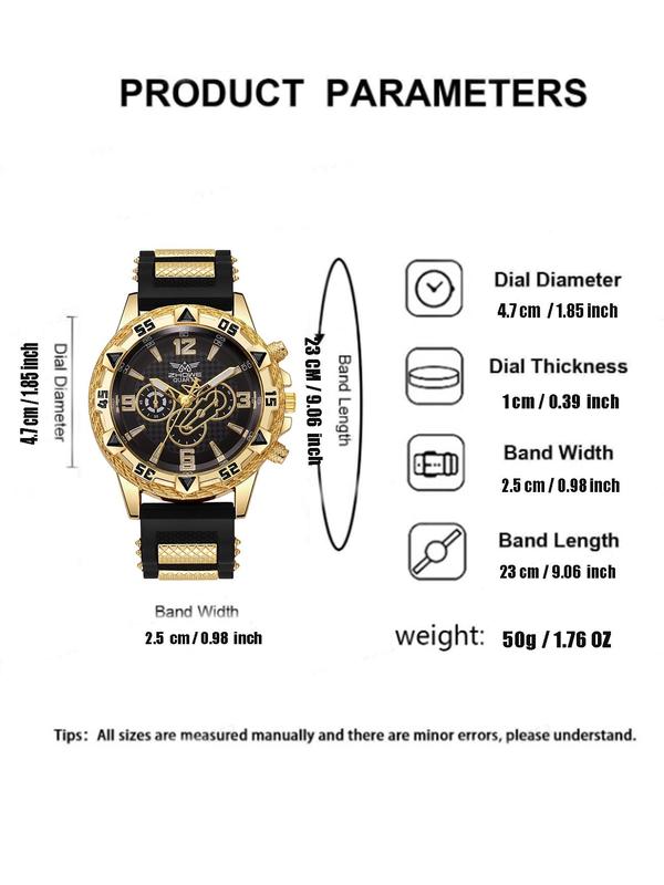 Men's Fashion Round Dial Quartz Watch, Fashion Watch for Party, Daily Decor, Trendy All-match & Exquisite Watch for Birthday Gift with Box