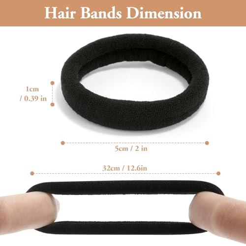 AISI HAIR New 1 PCS Large Black Hair Ties for Women and Girls - High Stretching, Thick Seamless Cotton, No Damage Elastics (2 Inch Diameter)