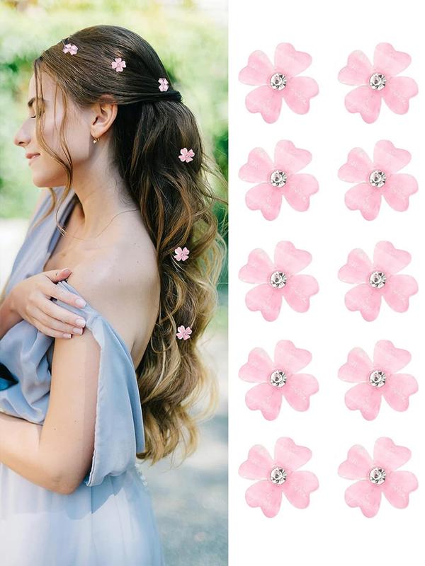 10pcs Women's Cute Mini Flower Shaped Hair Clips for Gift, 2024 New Trendy Elegant Hair Clips for Hair Braids, Fashionable Hair Accessories for Daily Decoration