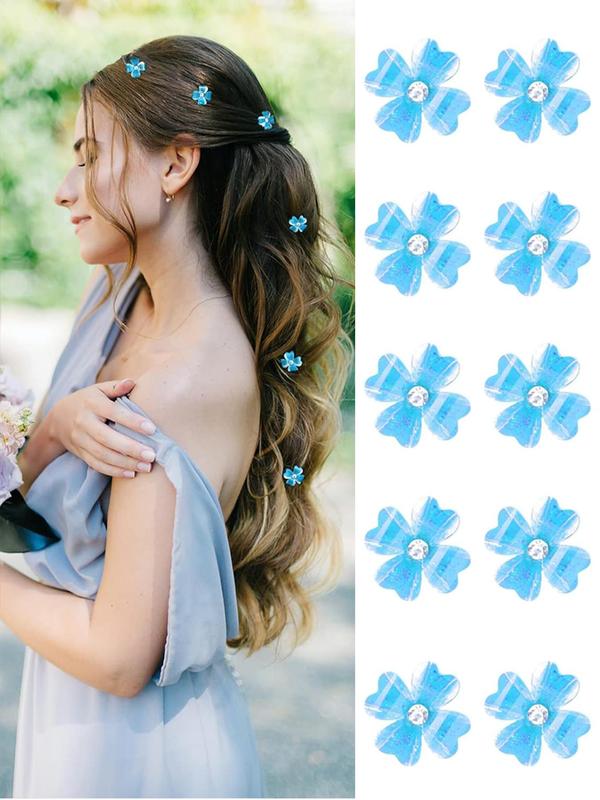 10pcs Women's Cute Mini Flower Shaped Hair Clips for Gift, 2024 New Trendy Elegant Hair Clips for Hair Braids, Fashionable Hair Accessories for Daily Decoration