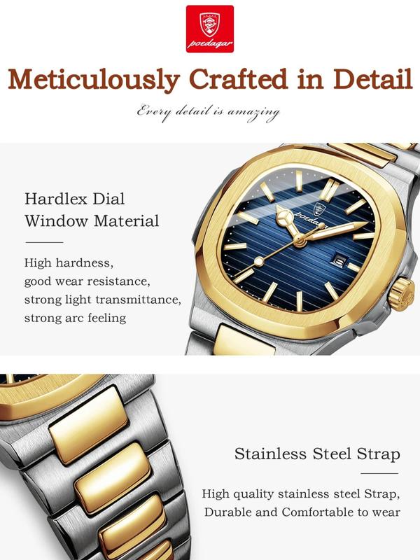 Women's Elegant Square Dial Stainless Steel Strap Quartz Watch, Fashion Watch for Party, Daily Clothing Decor, Trendy All-match & Exquisite Watch for Birthday Gift with Box