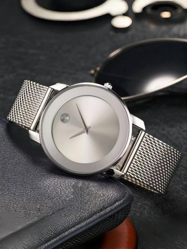 Men's Minimalist Round Dial Analog Quartz Watch, Fashion Watch for Party, Daily Clothing Decor, Trendy All-match & Exquisite Watch for Birthday Gift with Box