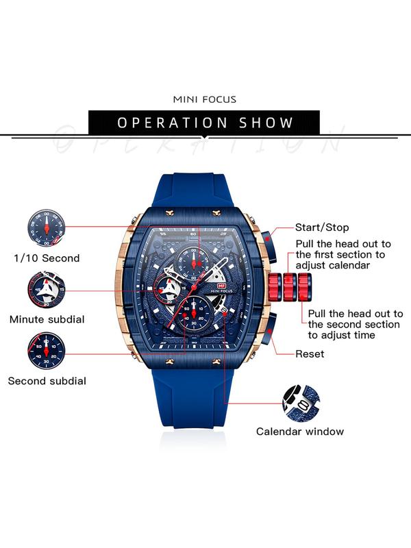 Sportive Digital Quartz Watches for Men, Fashionable Silicone Strap Wristwatch with Luminous Dial & Chronograph Function, Trendy Watch for Daily Life, Men's Watches