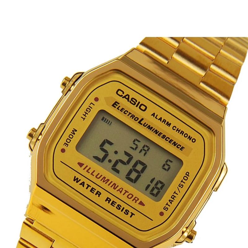 CASIO MEN'S GOLD TONE STAINLESS STEEL DIGITAL WATCH A168WG