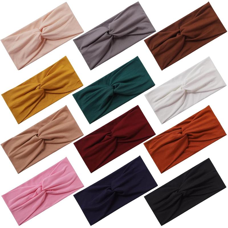 12 count Stretchy Headbands for Women, Absorbed  Headband Soft Twist Knotted Headbands for Daily Life Yoga Workout