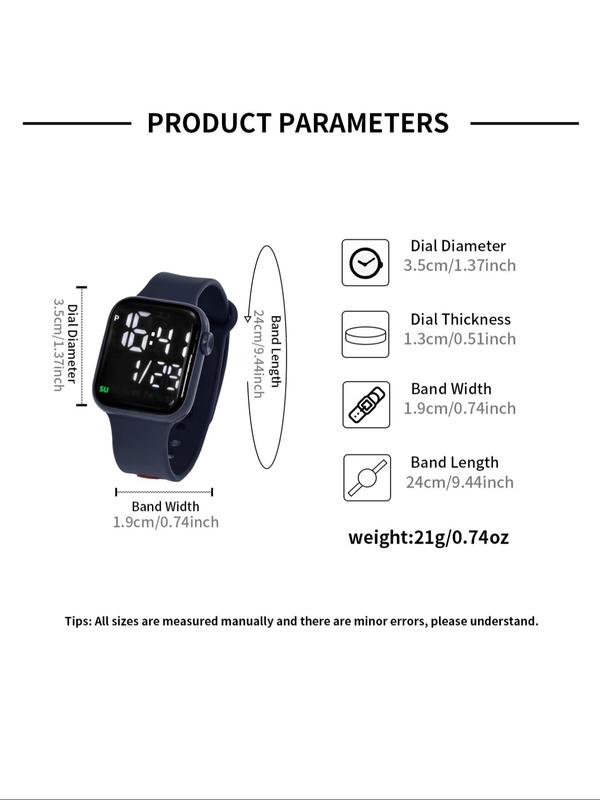 Men's Fashion Digital Watch, Square Dial LED Digital Watch with Touch Screen, Casual Sports Watch with Digital Display for Daily Life