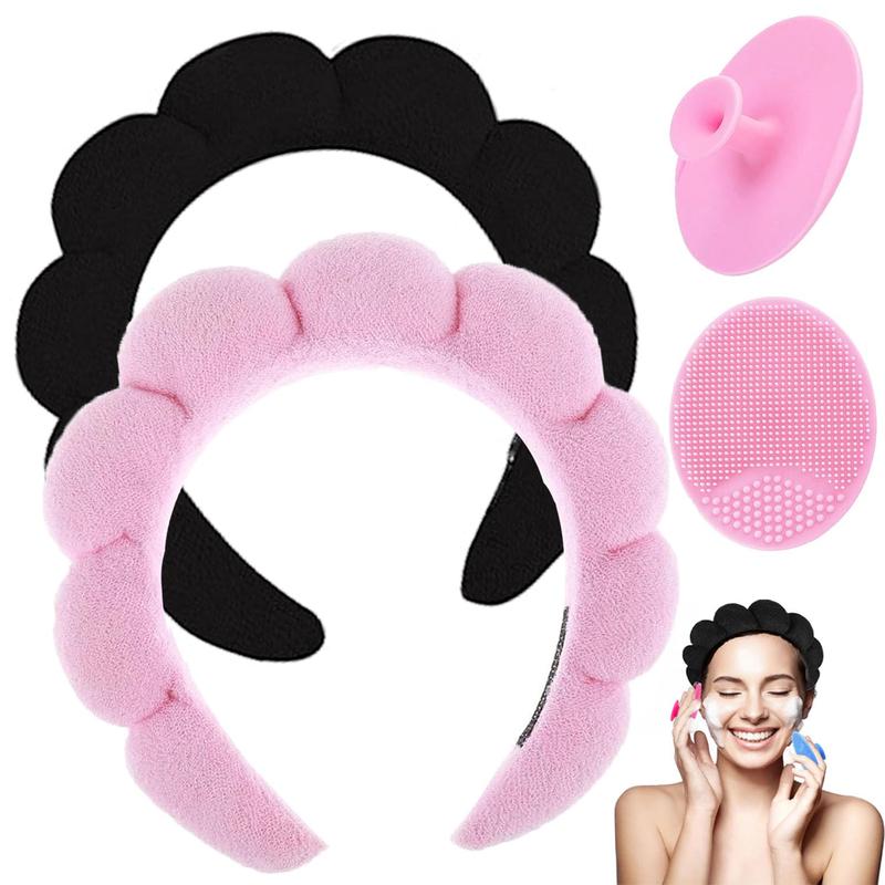 Headband for Washing Face, Face Scrubber, Facial Exfoliator, Skincare Headbands for Makeup Removal, Terry Cloth Headband Bubble Soft Puffy Headband