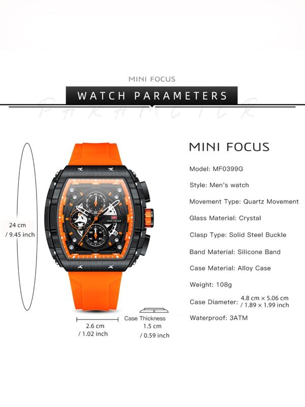 Sportive Digital Quartz Watches for Men, Fashionable Silicone Strap Wristwatch with Luminous Dial & Chronograph Function, Trendy Watch for Daily Life, Men's Watches