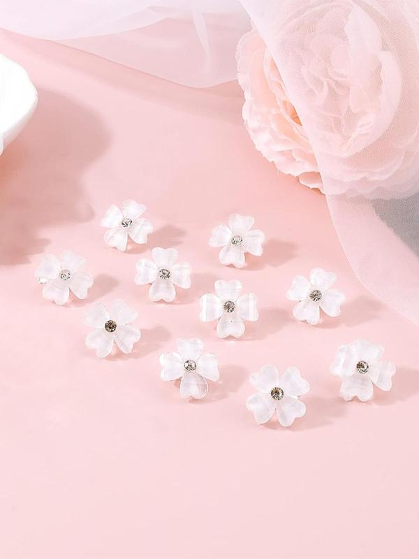 10pcs Women's Cute Mini Flower Shaped Hair Clips for Gift, 2024 New Trendy Elegant Hair Clips for Hair Braids, Fashionable Hair Accessories for Daily Decoration