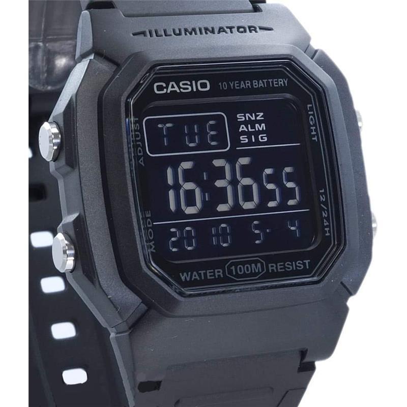 Casio Collection Unisex Digital Watch, Black, Black - Day-Date, Stop Watch, Dual Time, Alarm, Light