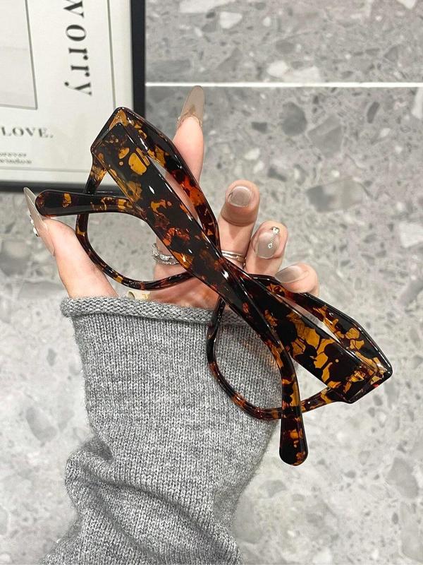 Women's Cat Eye Frame Eyeglasses, Trendy Casual Tortoiseshell & Solid Color Eyeglasses for Everyday Use, Fashion Accessories for Outdoor Activities