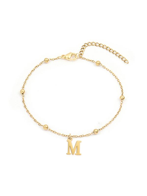 Fashion Letter Initial Detail Anklet for Women & Girls,  Fashion Stainless Steel Jewelry for Party, Daily Clothing Decor, Trendy All-match & Exquisite Jewelry for Birthday Gift