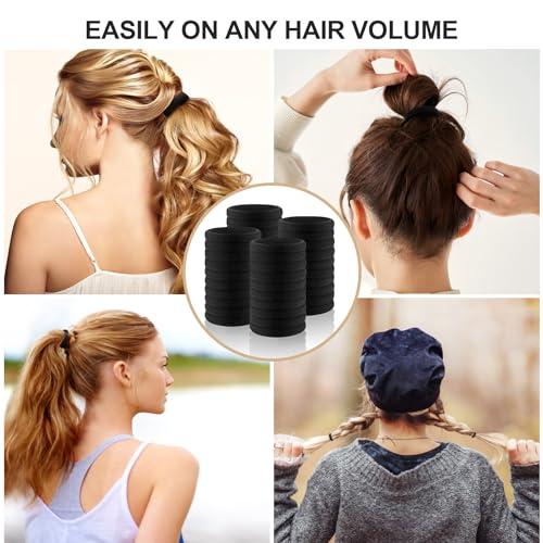 AISI HAIR New 1 PCS Large Black Hair Ties for Women and Girls - High Stretching, Thick Seamless Cotton, No Damage Elastics (2 Inch Diameter)