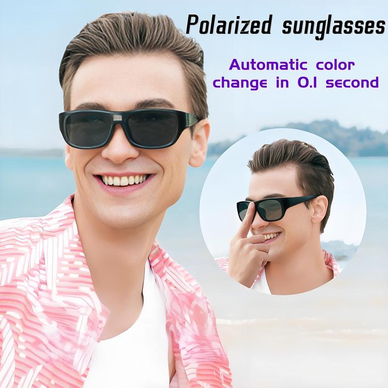 [0.1s Smart Color Change]Polarized sunglasses for men women，2024 New SquareFrame Fashion Glasses Trends 2024 forWomen, Travel Accessories for SummerVacation Wear, Fall Outfits, Fall Freshness