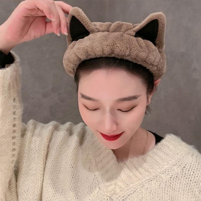 Cute Cat Ear Headband, Hair Band, for Face Washing, Makeup Remove, for Women & Girls