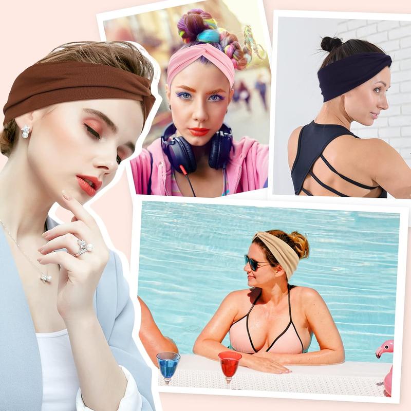 12 count Stretchy Headbands for Women, Absorbed  Headband Soft Twist Knotted Headbands for Daily Life Yoga Workout