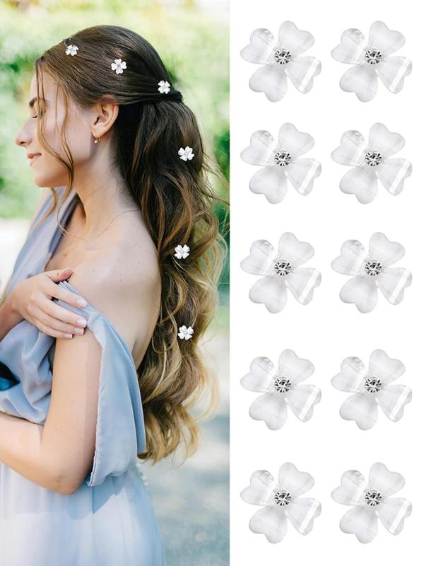 10pcs Women's Cute Mini Flower Shaped Hair Clips for Gift, 2024 New Trendy Elegant Hair Clips for Hair Braids, Fashionable Hair Accessories for Daily Decoration