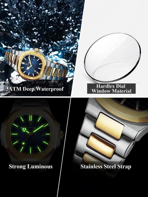 Women's Elegant Square Dial Stainless Steel Strap Quartz Watch, Fashion Watch for Party, Daily Clothing Decor, Trendy All-match & Exquisite Watch for Birthday Gift with Box