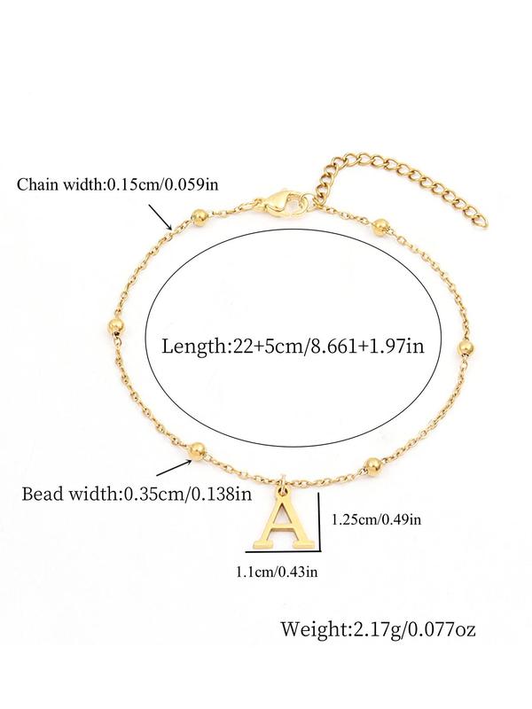 Fashion Letter Initial Detail Anklet for Women & Girls,  Fashion Stainless Steel Jewelry for Party, Daily Clothing Decor, Trendy All-match & Exquisite Jewelry for Birthday Gift