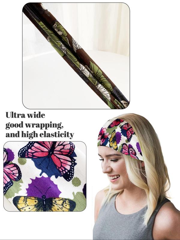 Boho Style Hair Band, Ethnic Pattern & Leopard & Floral & Butterfly Print Hair Band, Fashion Hair Accessories for Women & Girls