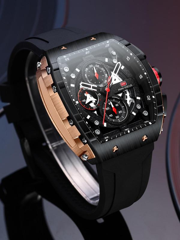 Sportive Digital Quartz Watches for Men, Fashionable Silicone Strap Wristwatch with Luminous Dial & Chronograph Function, Trendy Watch for Daily Life, Men's Watches