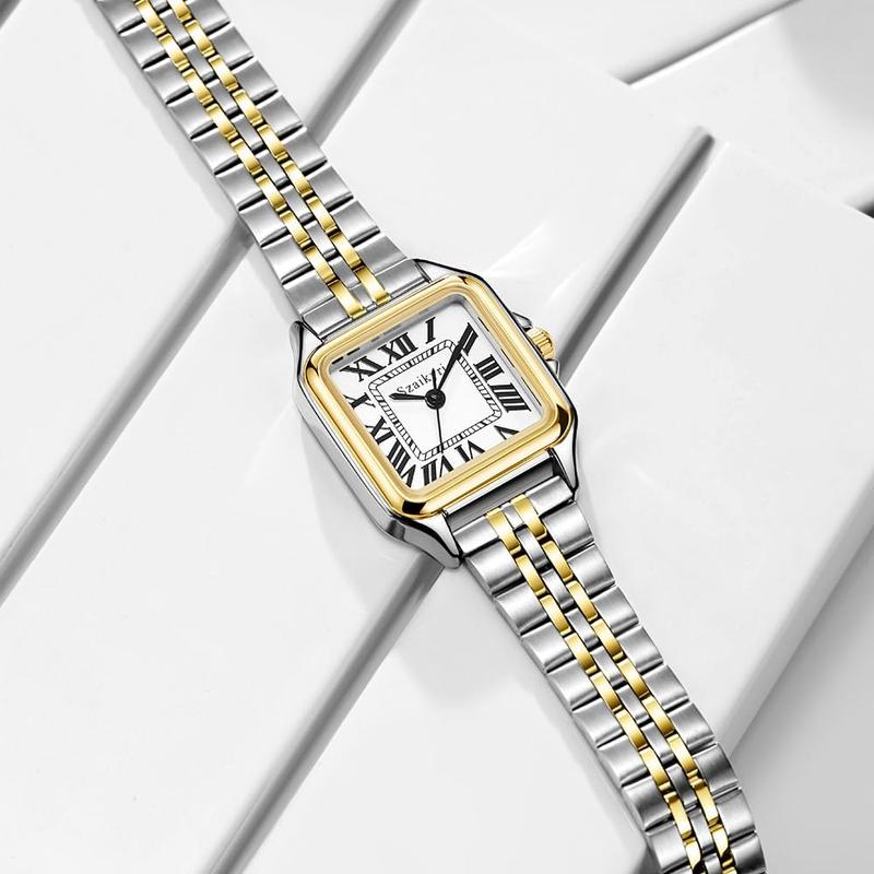 Classic Square Watches for Women with Roman Numerals Ladies Casual Dress Watch,