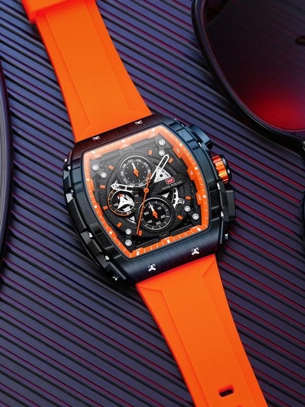 Sportive Digital Quartz Watches for Men, Fashionable Silicone Strap Wristwatch with Luminous Dial & Chronograph Function, Trendy Watch for Daily Life, Men's Watches