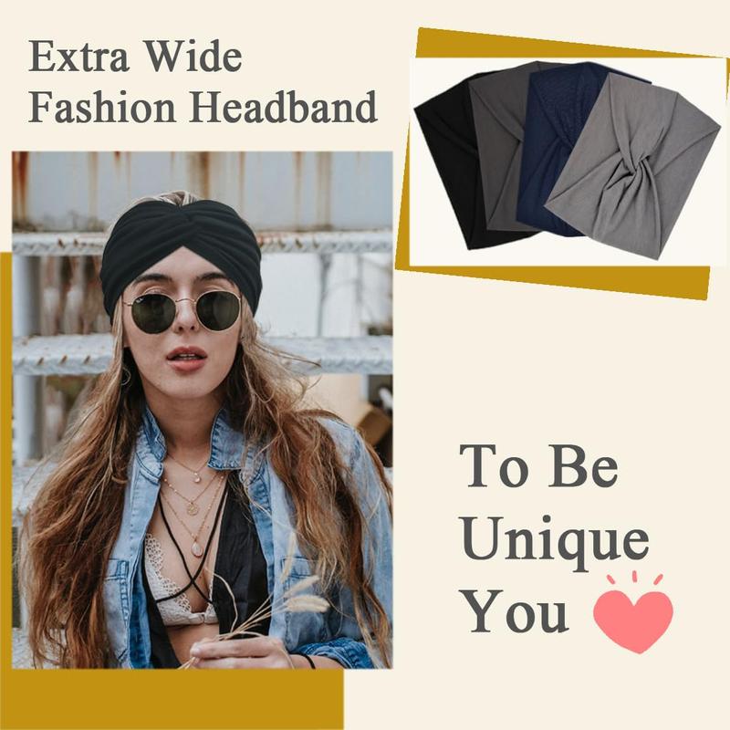 Extra Wide Headbands For Women 7'' Large Headband Twist Head Bands Women's Hair Band Stretchy Turban Styling Accessories 8 Pack