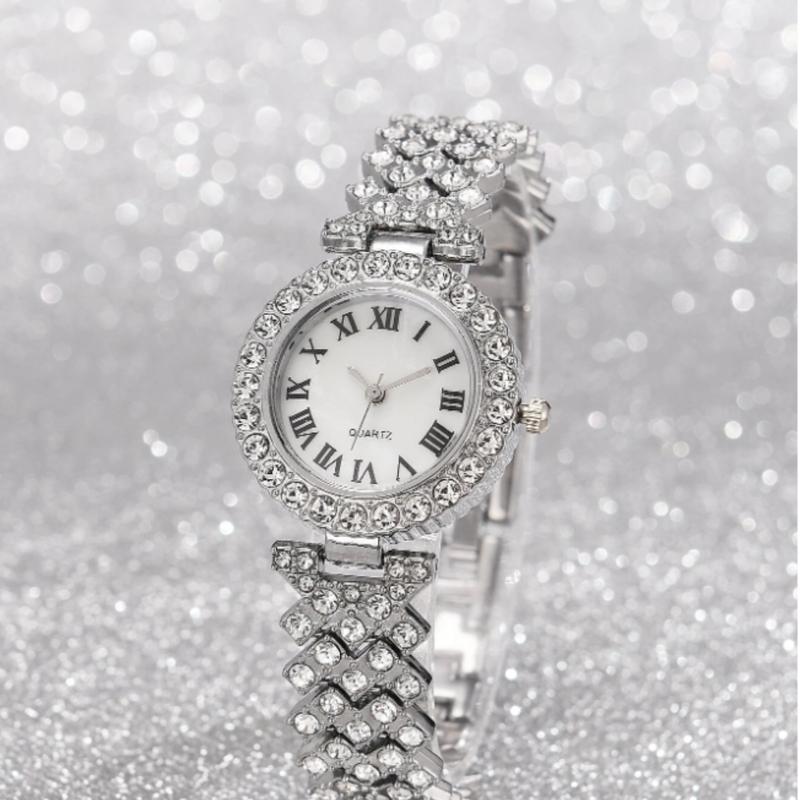 6pcs Set Ladies Watch Women's Jewelry Collection with Necklace, Ring, Bracelet, Earrings and Quartz Watch