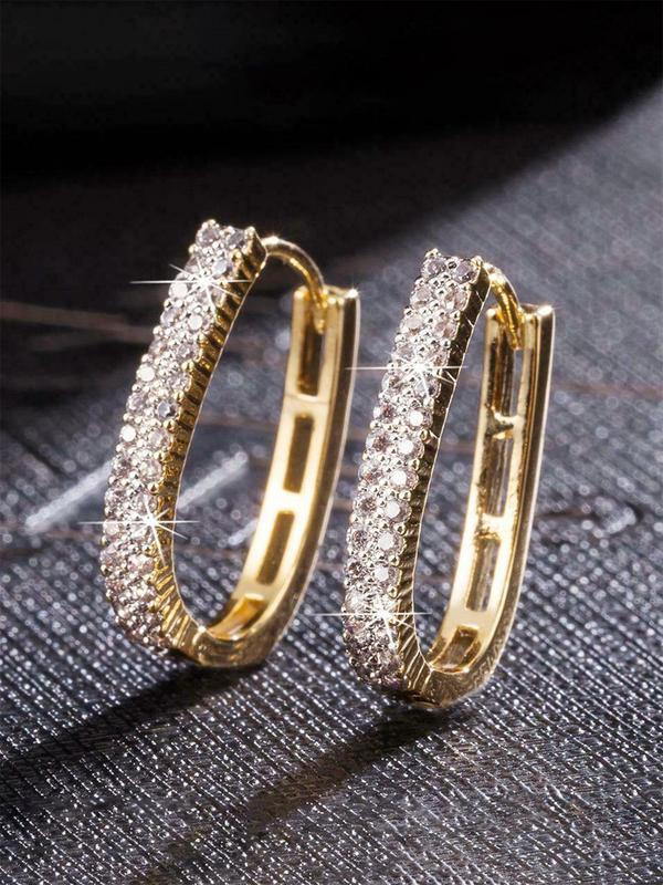 Elegant Rhinestone Decorated Hoop Earrings (1 Pair), Fashion Jewelry for Party, Daily Clothing Decor, Wedding Engagement Anniversary Party Jewelry Gifts