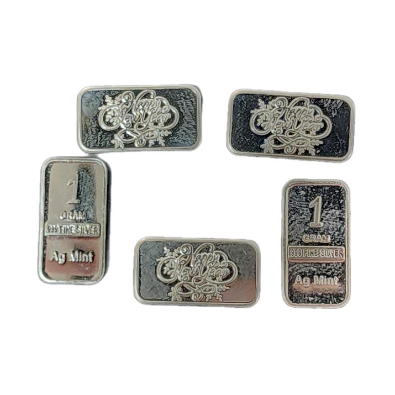 Happy New Year  .999 Silver Charms  - Lot of 5 - One gram each