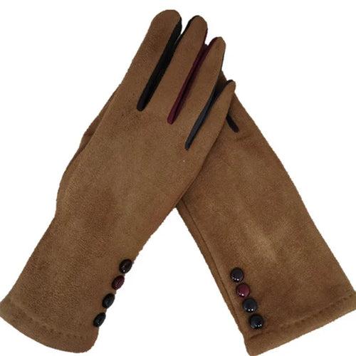 Fashion Women Winter Warm Suede Leather Touch Screen Glove Female Faux