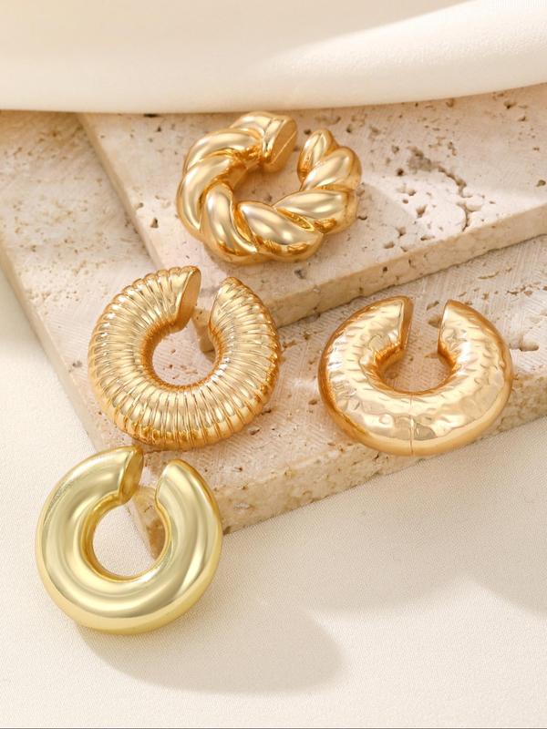 Punk Style C Shaped Ear Cuff, Fashionable Earrings for Women & Girls, Exaggerated Jewelry for Party Decor, Trendy All-match & Exquisite Jewelry for Gift