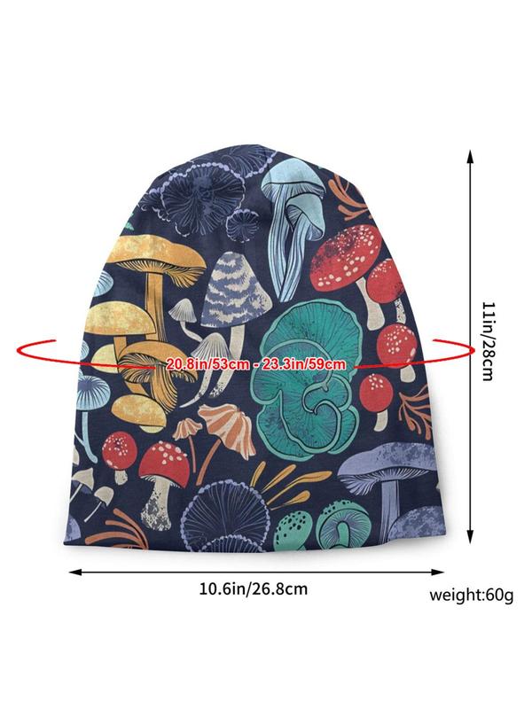 Casual Mushrooms Pattern Beanie Hat for Men and Women, Hip Hop Outdoor Sports Hat, Warm and Stylish Beanie Suitable for Street, Outdoor Sports, Skiing