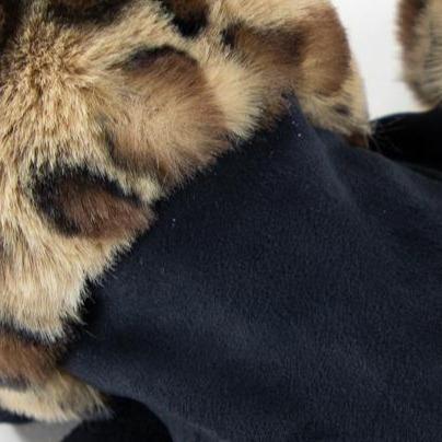 Women's Faux Fur Leopard Cuff Suede Gloves