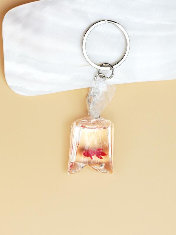 Cute Style Goldfish Design Keychain, Transparent Resin Keychain for Men & Women, Cute Bag Pendant Versatile Ornament for Birthday Gift