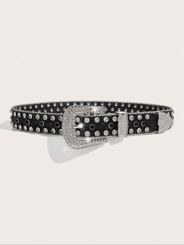 Rhinestone Decorated Belt, Punk Style Belt for Men & Women, Fashion Belt for Party, Daily Clothing Decor, Trendy All-match & Exquisite Belt for Birthday Gift