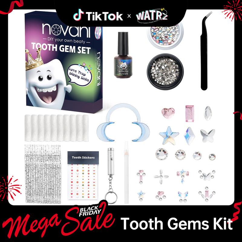 Novani Tooth Gem Kit,260 Pieces Tooth Gem DIY Tooth Gem Kit with Tools,Flat Back Glass Rhinestones Gemstone for Teeth