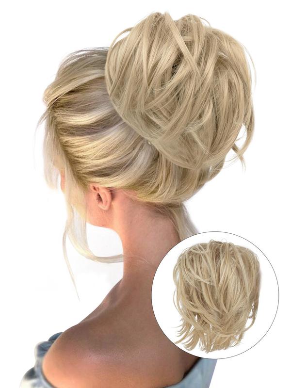 8 Inch Blonde Short Wavy Hair Bun, Natural Fluffy Hair Bun, Synthetic Hairpiece for Women & Girls, Suitable for Daily Use